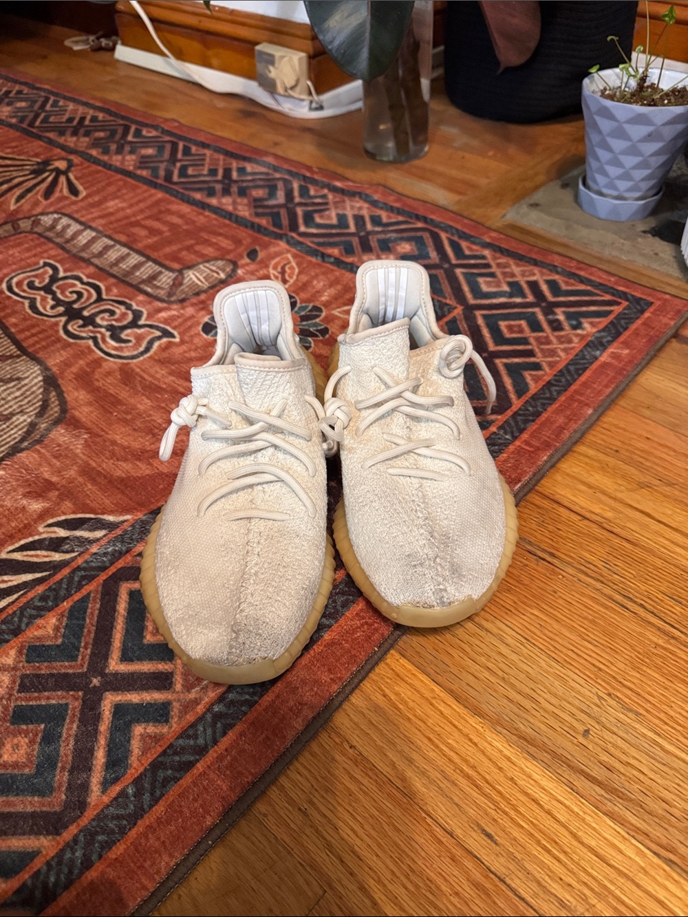 YEEZY BOOST 350 V2 Neutral Knit Lace-Up Athletic Shoes MENS 7, WOMEN'S 8.5